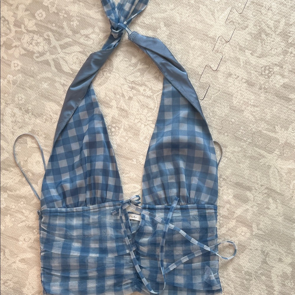 Blue Gingham Halter Top